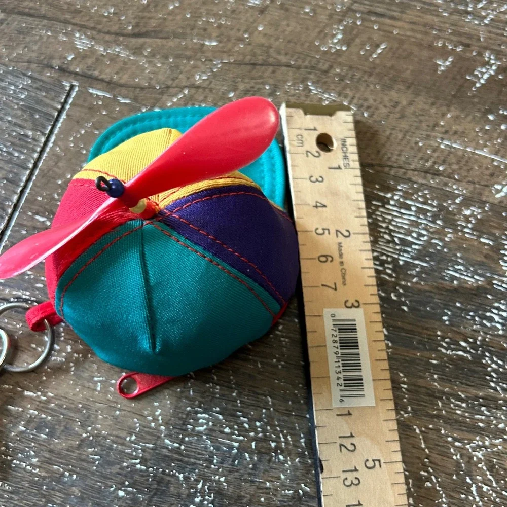 FAO Schwarz Vintage Propeller Hat Keychain Coin Purse Multicolor Retro Toy Logo